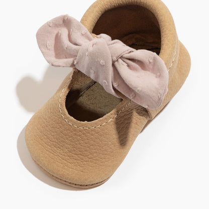 Huckleberry Cream Knotted Bow Baby Shoe Knotted Bow Mocc Soft Sole 