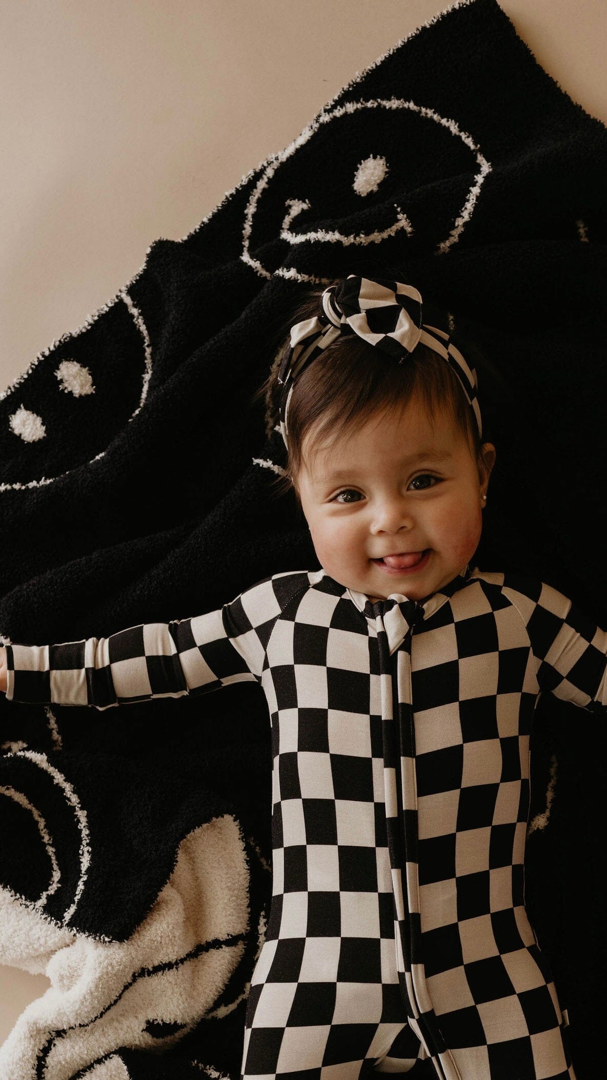 Bamboo Zip Pajamas | Black Checkerboard pajamas forever french baby 