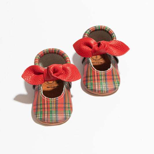 Holly Tartan Knotted Bow Baby Shoe Knotted Bow Mocc Soft Sole 