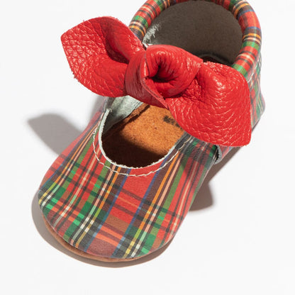 Holly Tartan Knotted Bow Baby Shoe Knotted Bow Mocc Soft Sole 