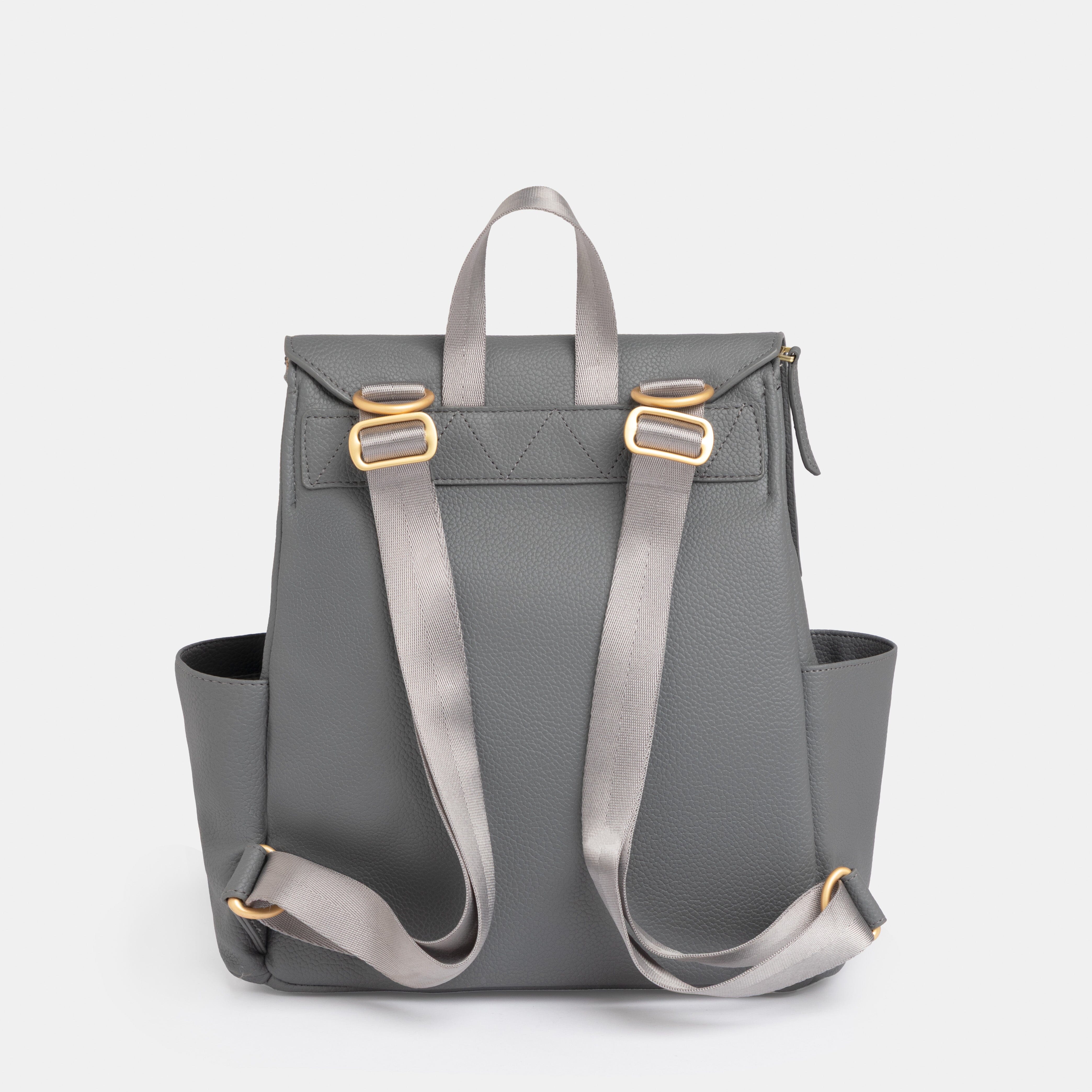 Stone Mini Classic Bag II | Grey Vegan Leather Diaper Bag