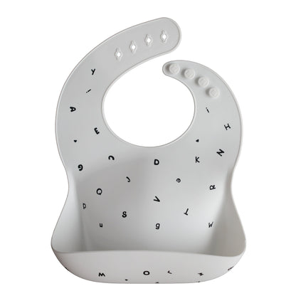 Silicone Baby Bib Silicone Bib Mushie Letters White 