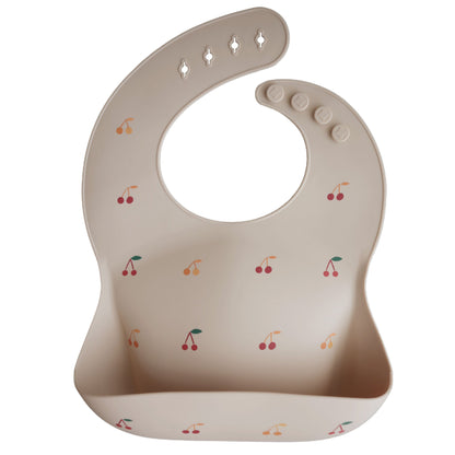 Silicone Baby Bib Silicone Bib Mushie Cherries 