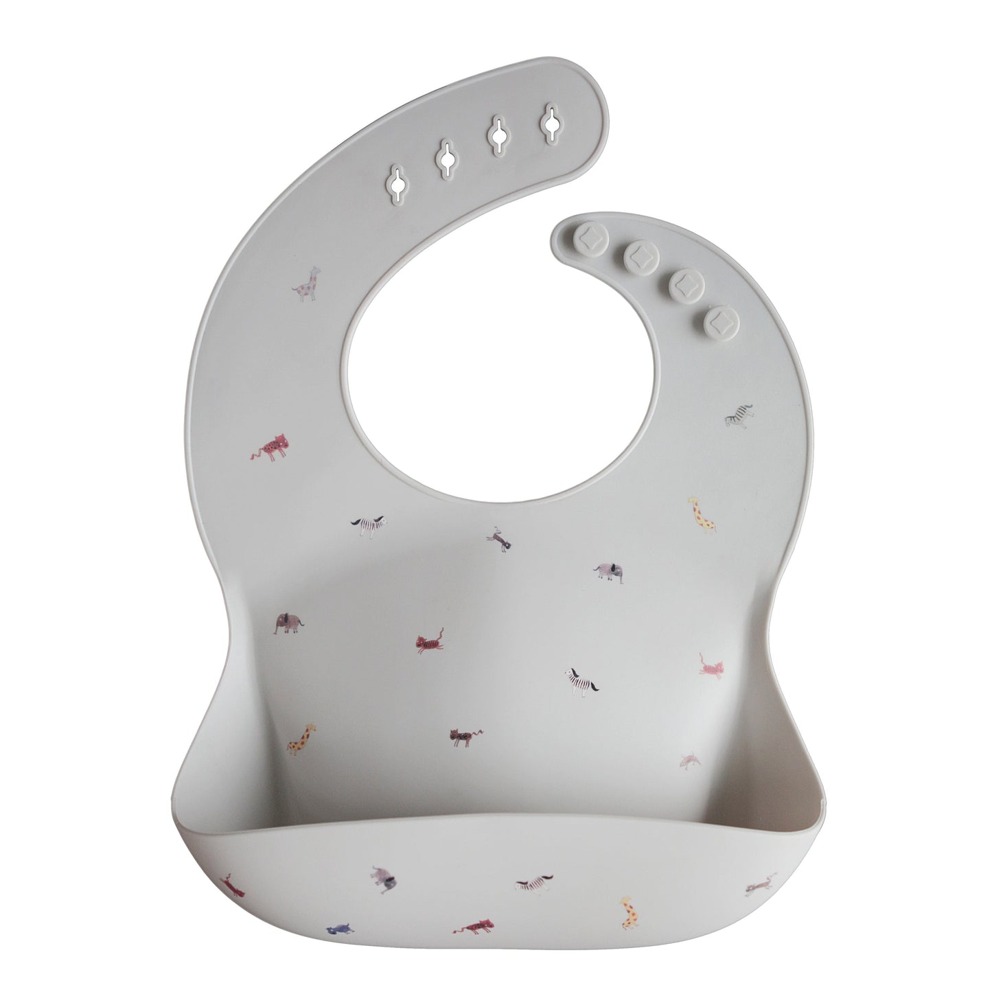 Silicone Baby Bib Silicone Bib Mushie Safari Light Gray 