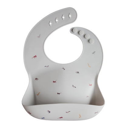 Silicone Baby Bib Silicone Bib Mushie Safari Light Gray 