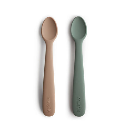 Silicone Feeding Spoons 2-Pack silicone tableware Mushie Dried Thyme/Natural 