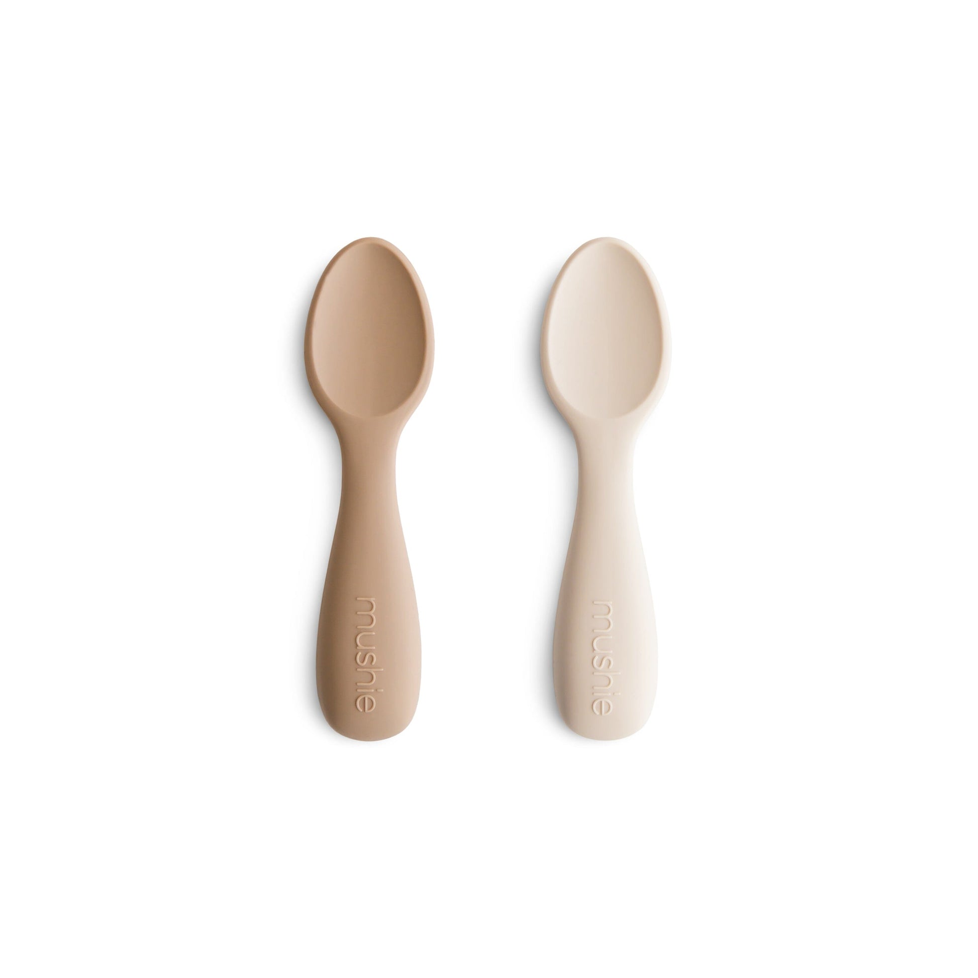 Silicone Toddler Starter Spoons 2-Pack silicone tableware Mushie Natural/Shifting Sand 