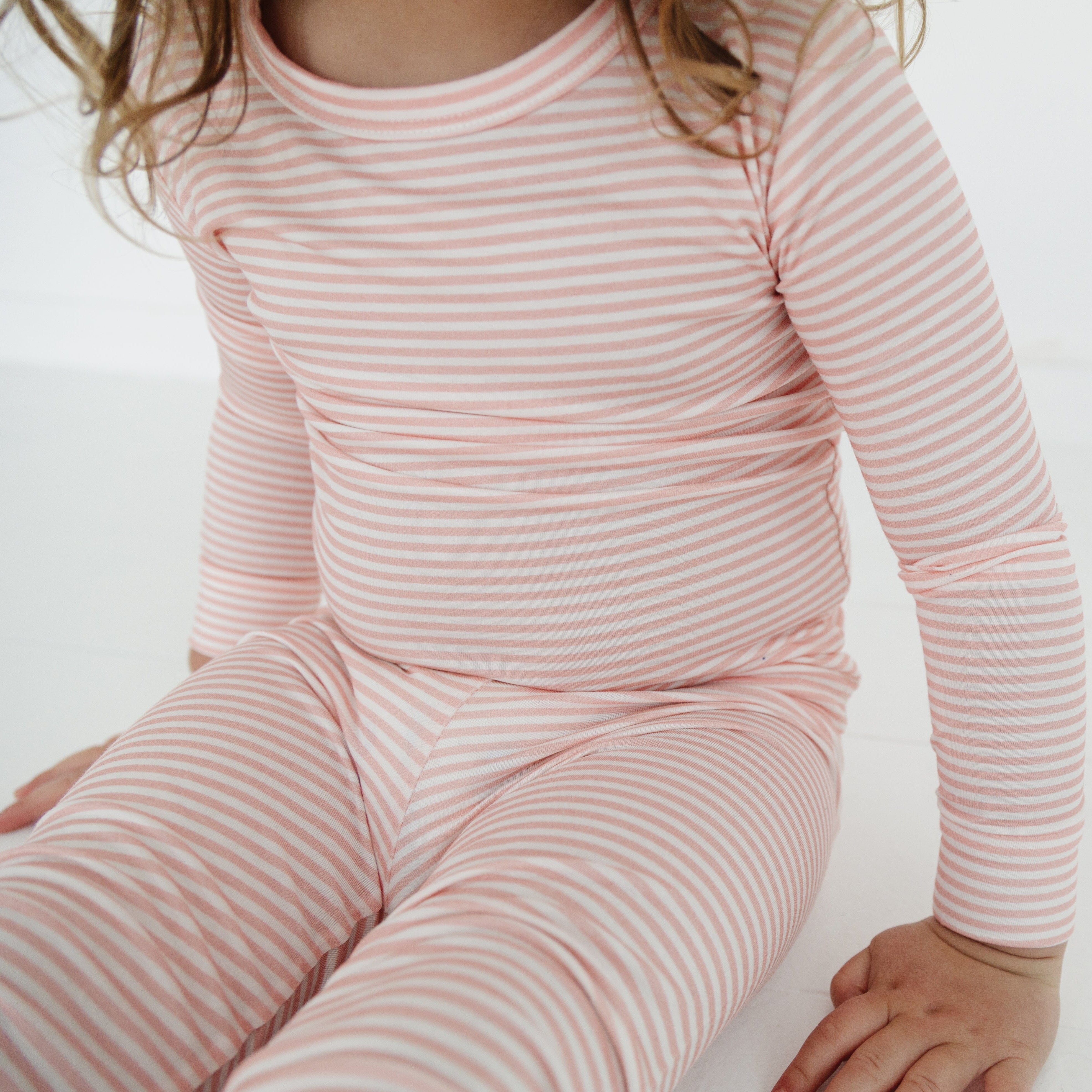 Peony Stripe Bamboo Toddler Pajama Set Motette 