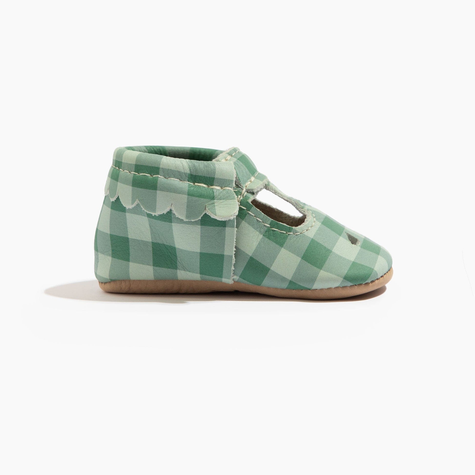 Pine Gingham Mary Jane Baby Shoe Mary Jane Soft Sole 