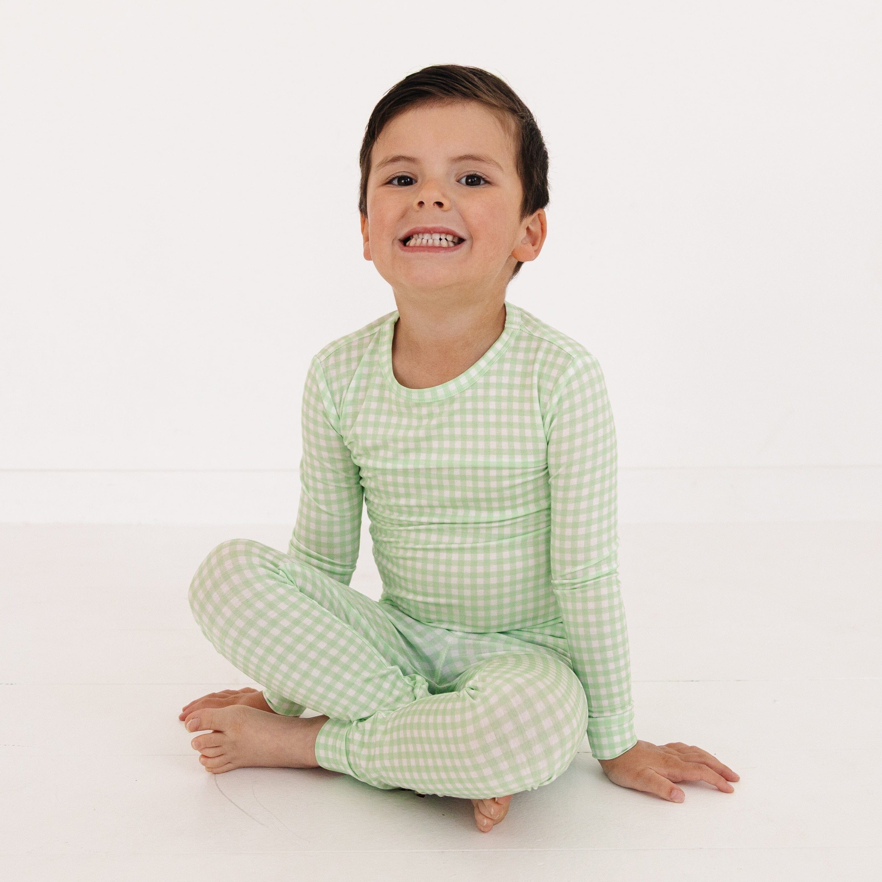 Pistachio Gingham Bamboo Toddler Pajama Set Motette 