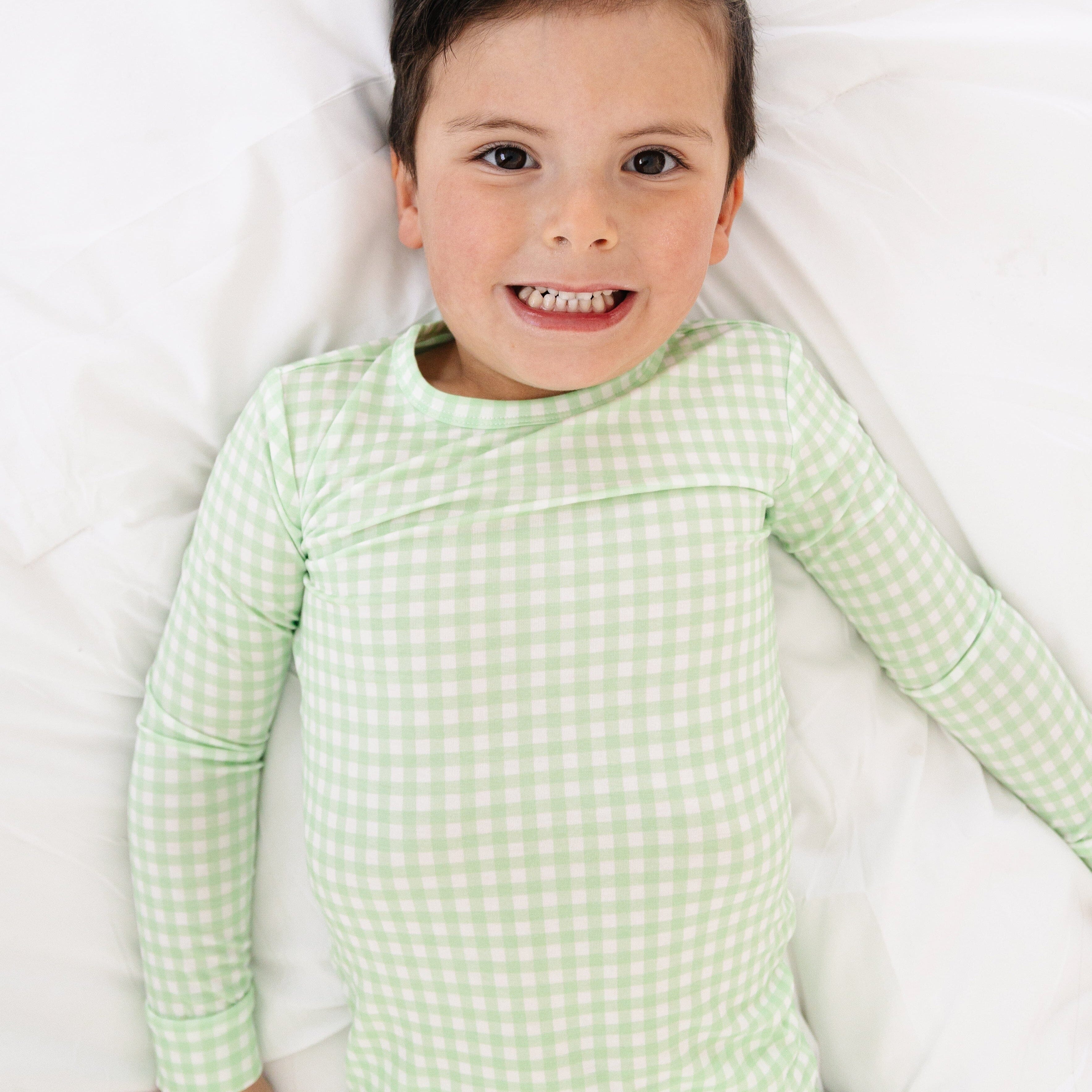 Pistachio Gingham Bamboo Toddler Pajama Set Motette 