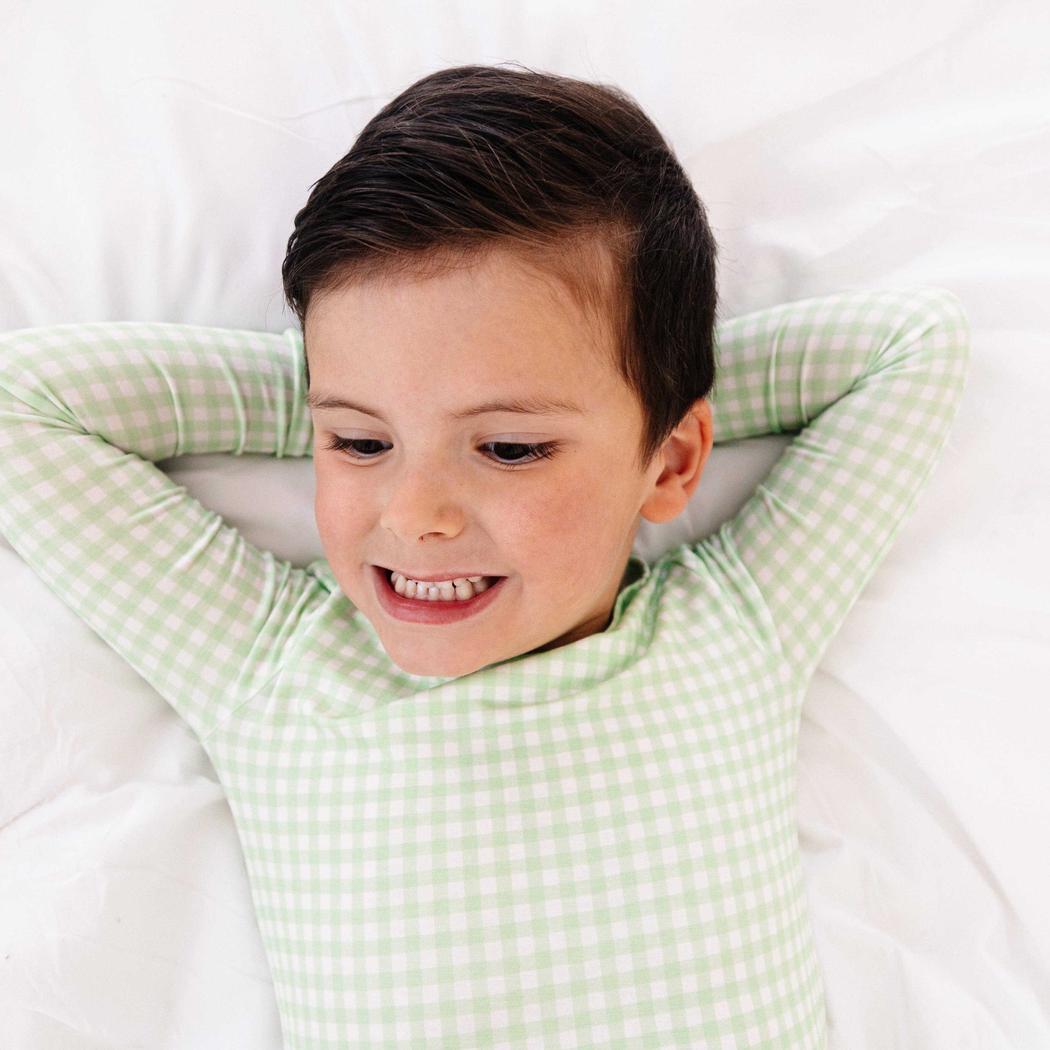 Pistachio Gingham Bamboo Toddler Pajama Set Motette 