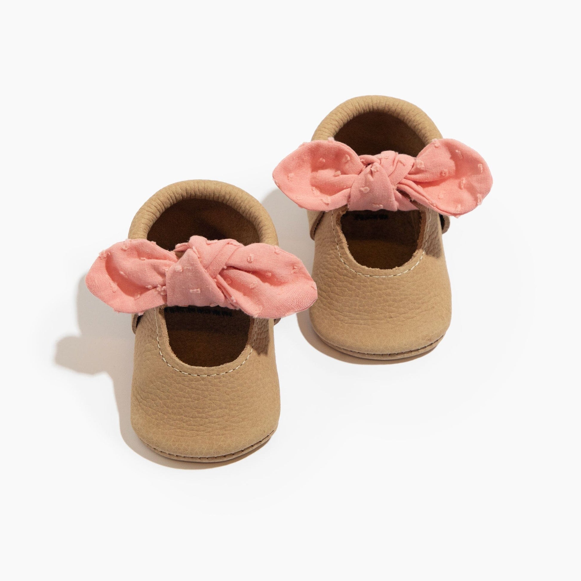 Raspberry Cream Knotted Bow Baby Shoe Knotted Bow Mocc Soft Sole 