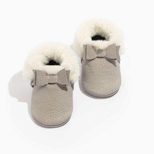 Salt Flats Shearling Bow Baby Shoe Shearling Bow Mocc Soft Sole 