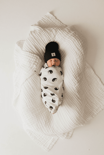 Bamboo Swaddle | Black & White Yin Yang blanket forever french baby 