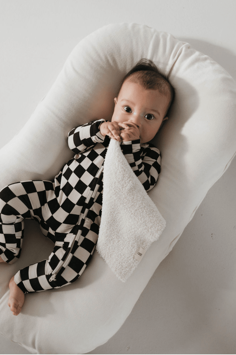 Bamboo Zip Pajamas | Black Checkerboard pajamas forever french baby 