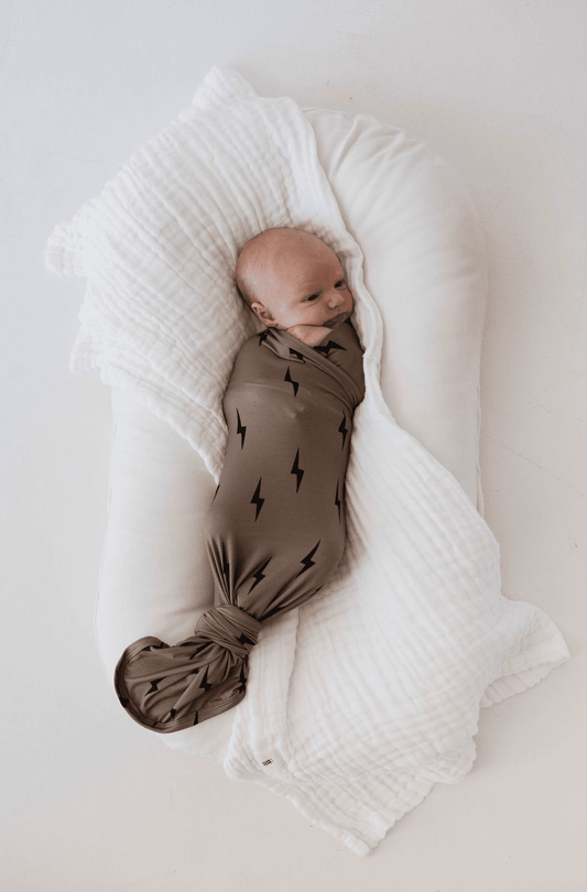 Bamboo Swaddle | Black & Brown Lightning Bolt forever french baby 