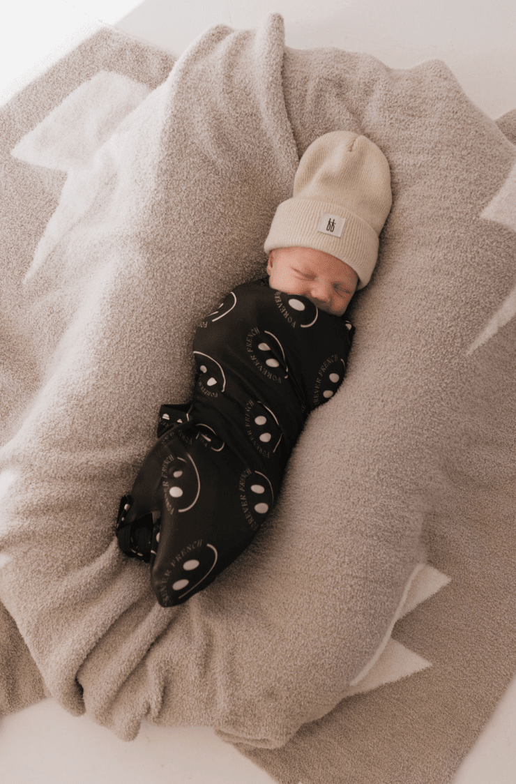 Bamboo Swaddle | Charcoal & White ff Smile forever french baby 