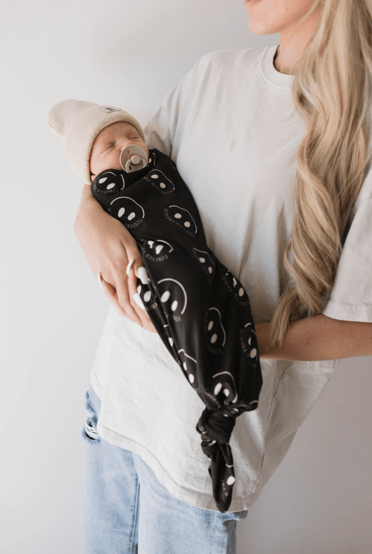 Bamboo Swaddle | Charcoal & White ff Smile forever french baby 