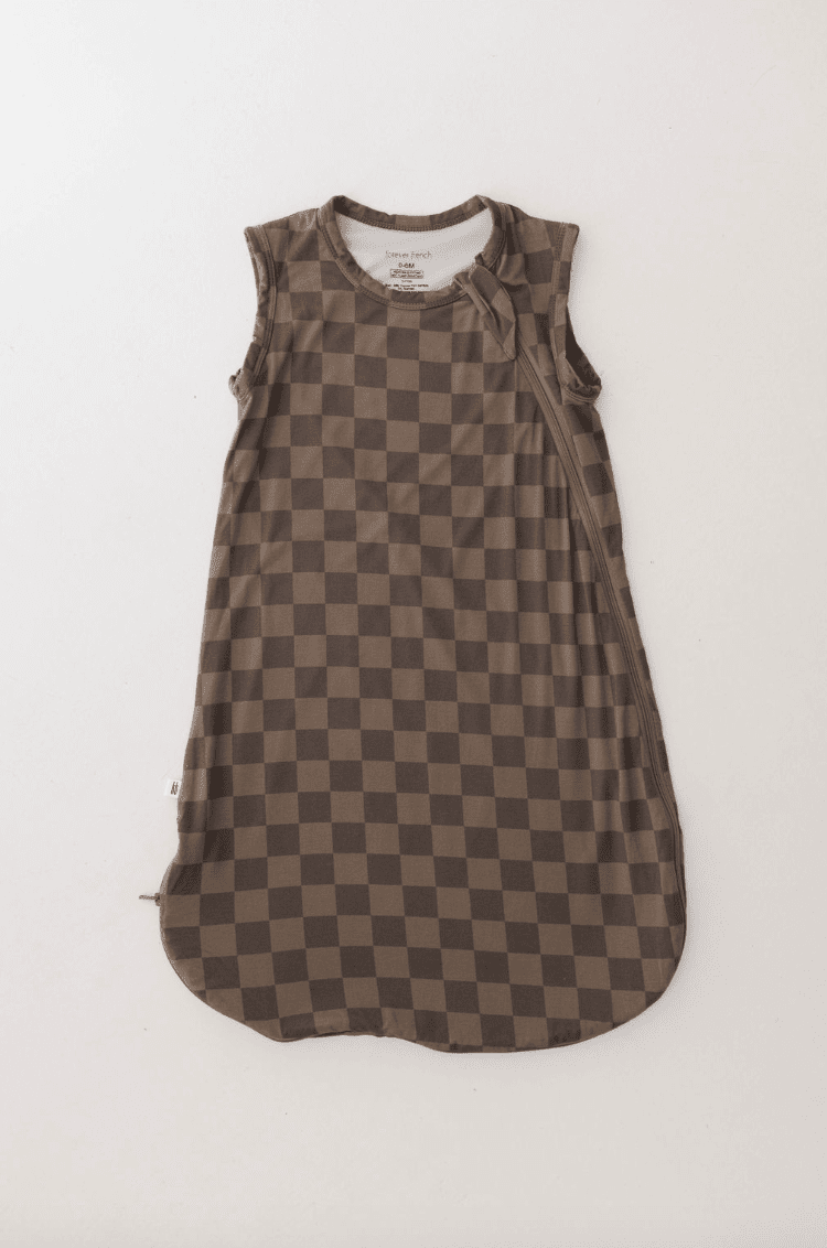 Bamboo Sleep Sack | Faded Brown Checkerboard forever french baby 0-6 Months 0.5 TOG 