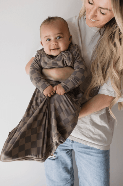 Bamboo Sleep Sack | Faded Brown Checkerboard forever french baby 