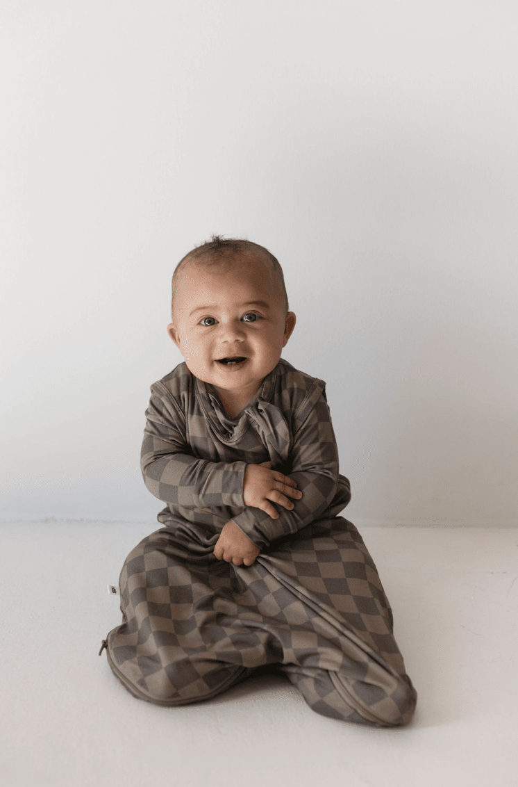 Bamboo Sleep Sack | Faded Brown Checkerboard forever french baby 