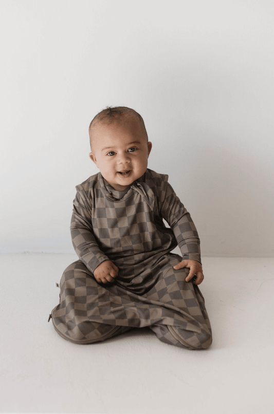 Bamboo Sleep Sack | Faded Brown Checkerboard forever french baby 