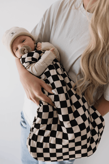 Bamboo Sleep Sack | Black Checkerboard sleep sack forever french baby 