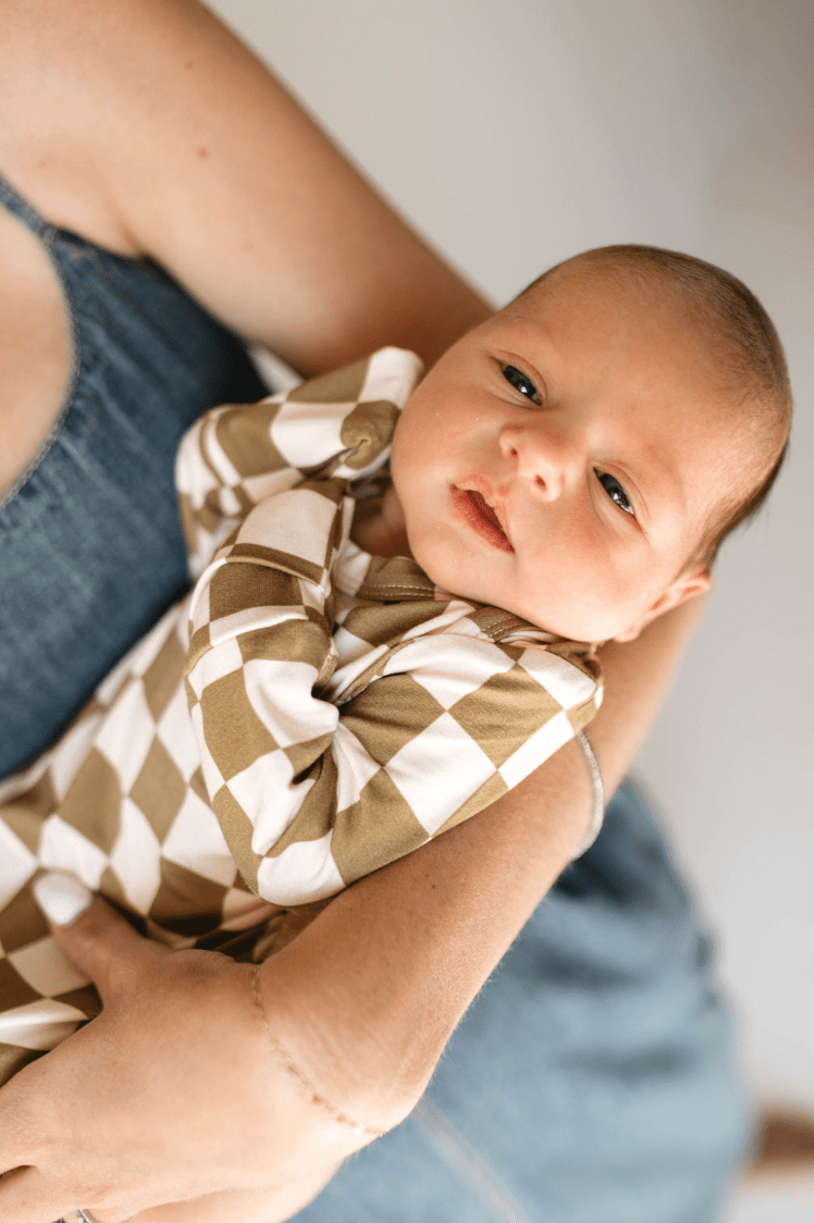 Bamboo Knotted Gown | Olive Checkerboard forever french baby 