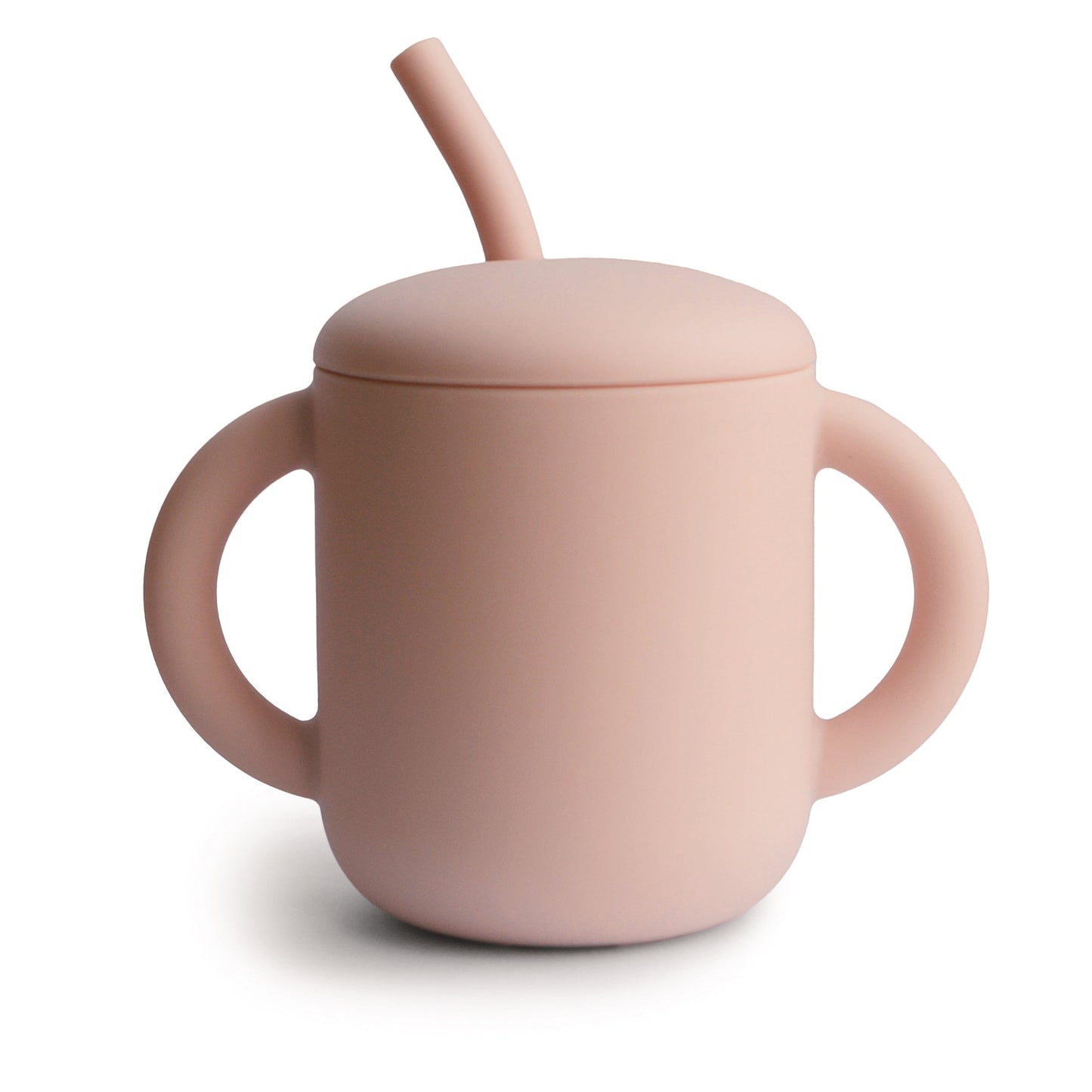 Silicone Training Cup + Straw Sippy Cups Mushie Blush 