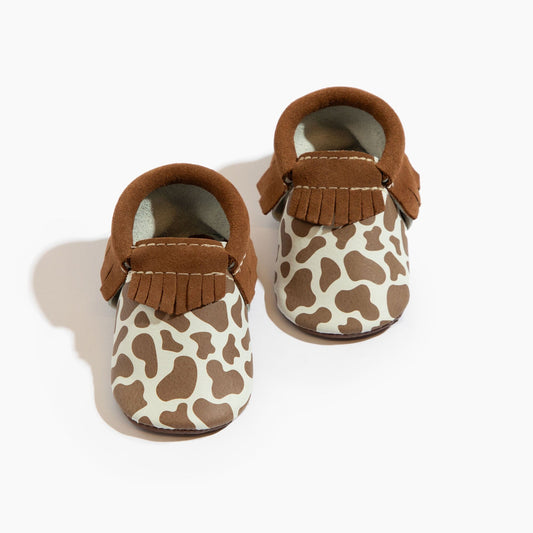 Suede Cow Print Moccasin Baby Shoe Moccasin Soft Sole 