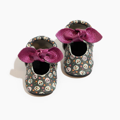 Sugar Skull Knotted Bow Baby Shoe Knotted Bow Mocc Soft Sole 