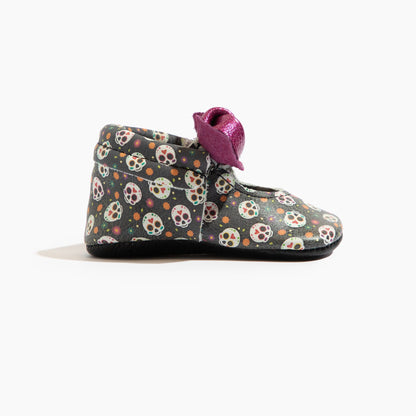 Sugar Skull Knotted Bow Baby Shoe Knotted Bow Mocc Soft Sole 