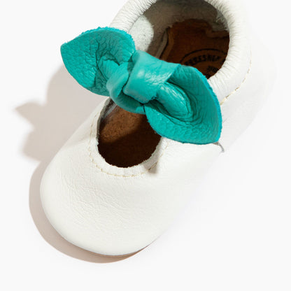 Taffy Aqua Knotted Bow Baby Shoe Knotted Bow Mocc Soft Sole 