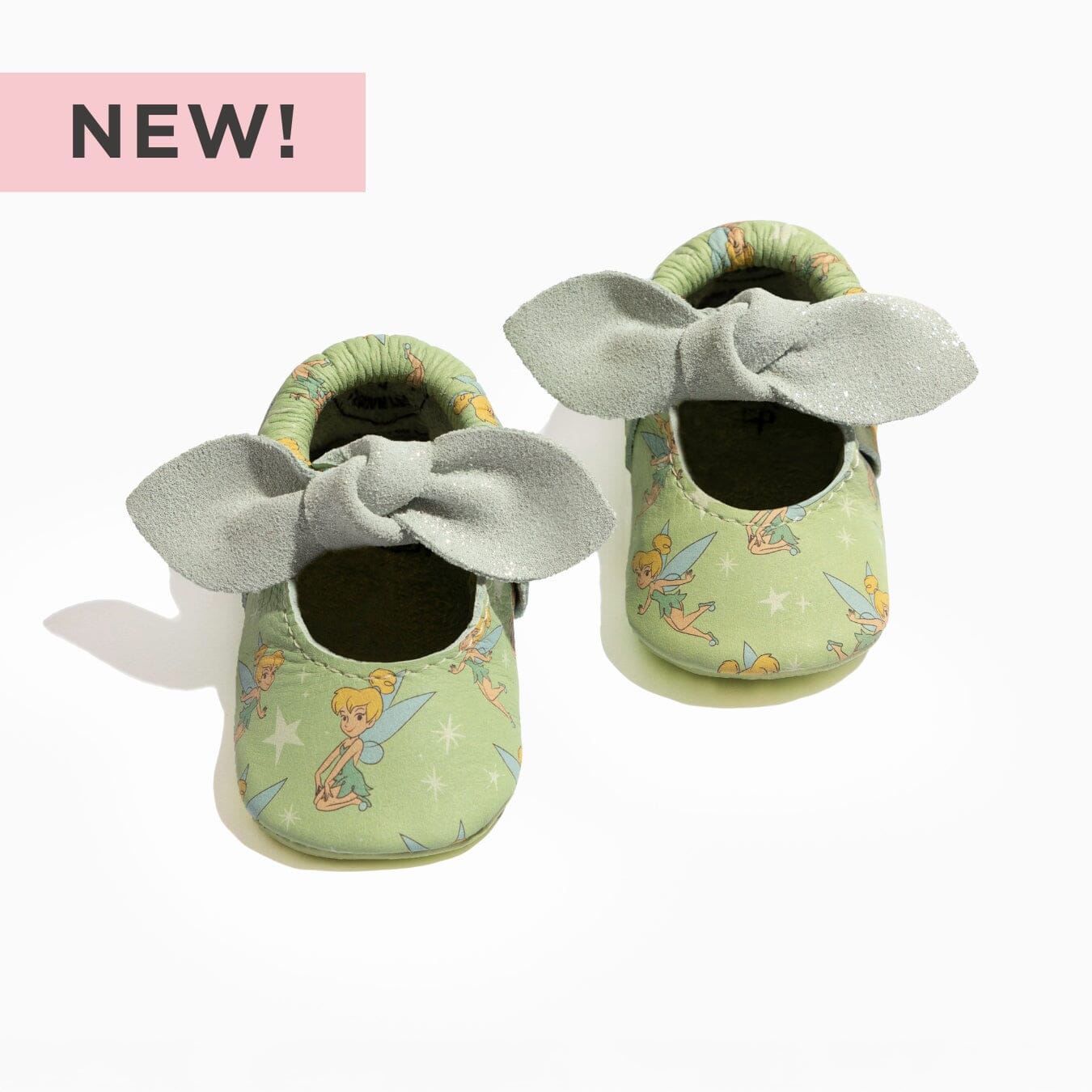 Disney Tinker Bell Knotted Bow Baby Shoe Knotted Bow Mocc Soft Sole 