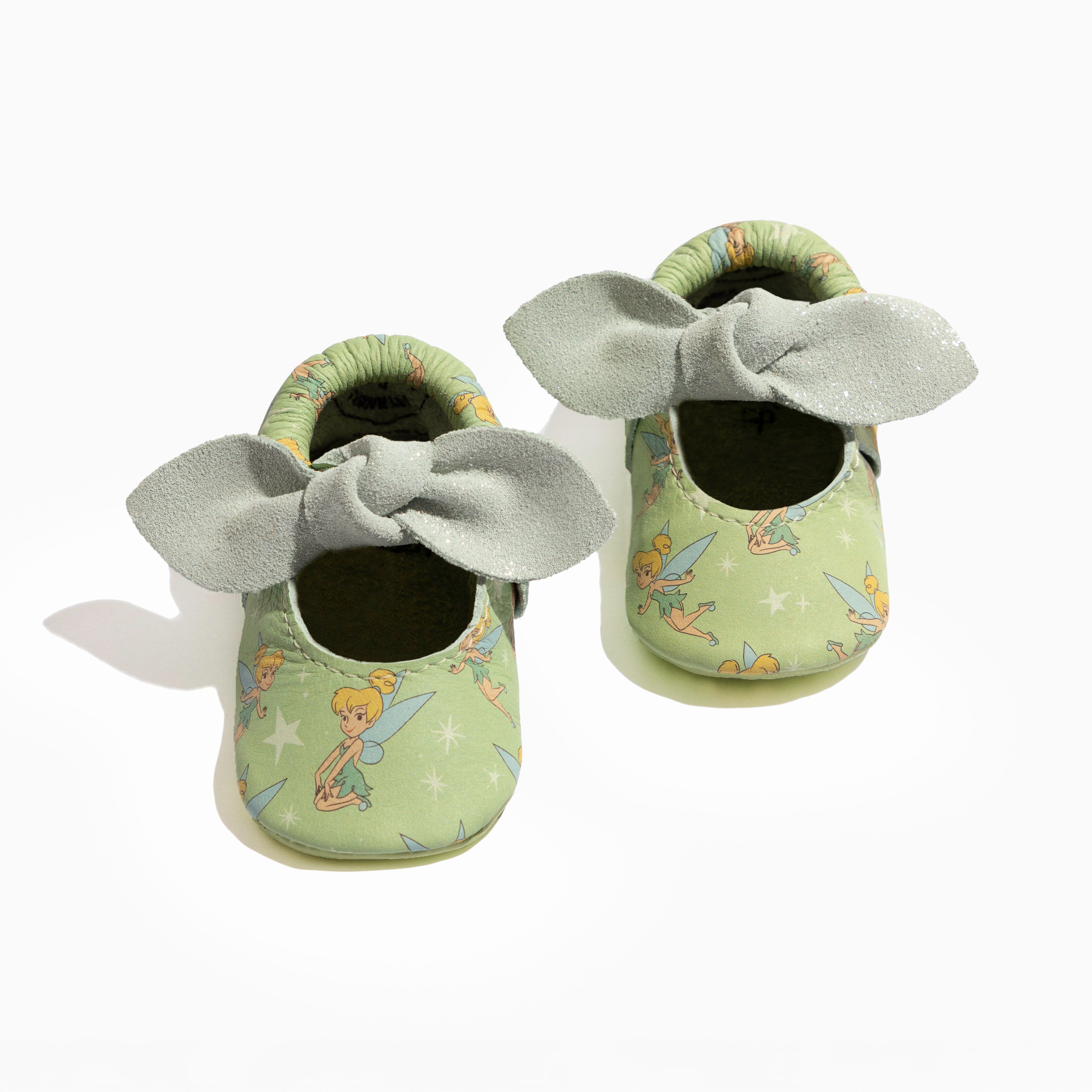 Disney Tinker Bell Knotted Bow Baby Shoe Knotted Bow Mocc Soft Sole 