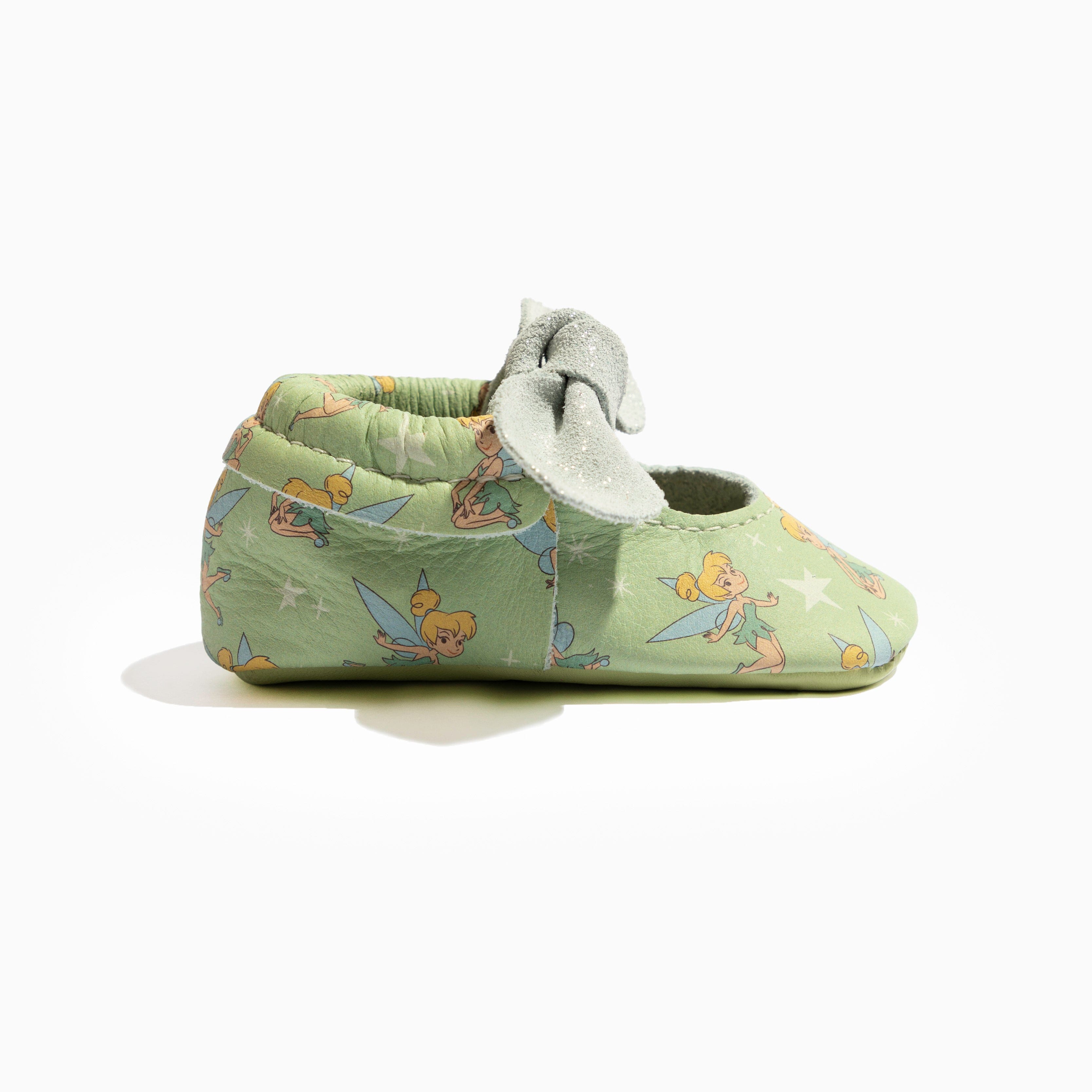 Disney Tinker Bell Knotted Bow Baby Shoe Knotted Bow Mocc Soft Sole 