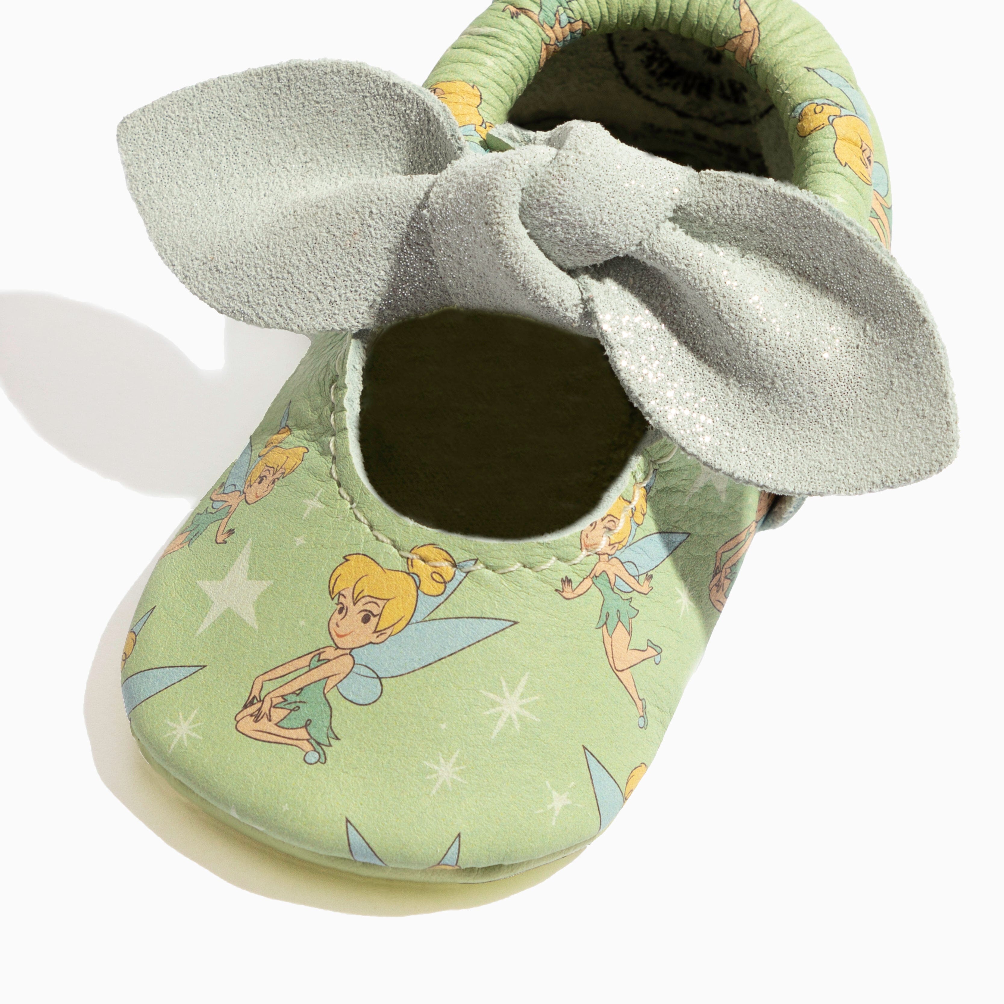 Disney Tinker Bell Knotted Bow Baby Shoe Knotted Bow Mocc Soft Sole 