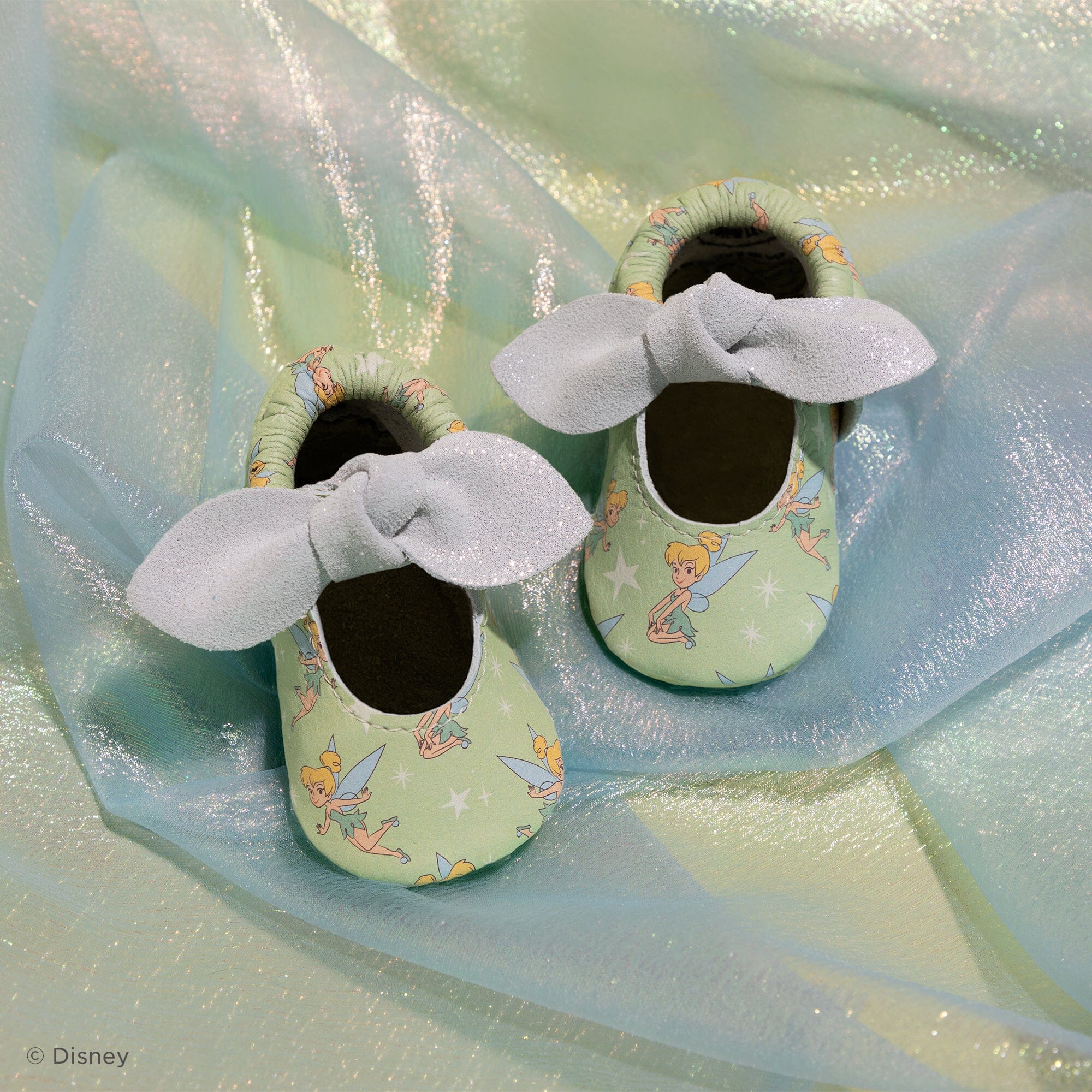 Disney Tinker Bell Knotted Bow Baby Shoe Knotted Bow Mocc Soft Sole 