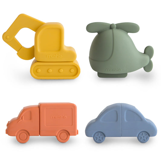 Vehicles Mold Free Bath Play Set - 4 Pack Vehicles Bath Play Set Mushie 