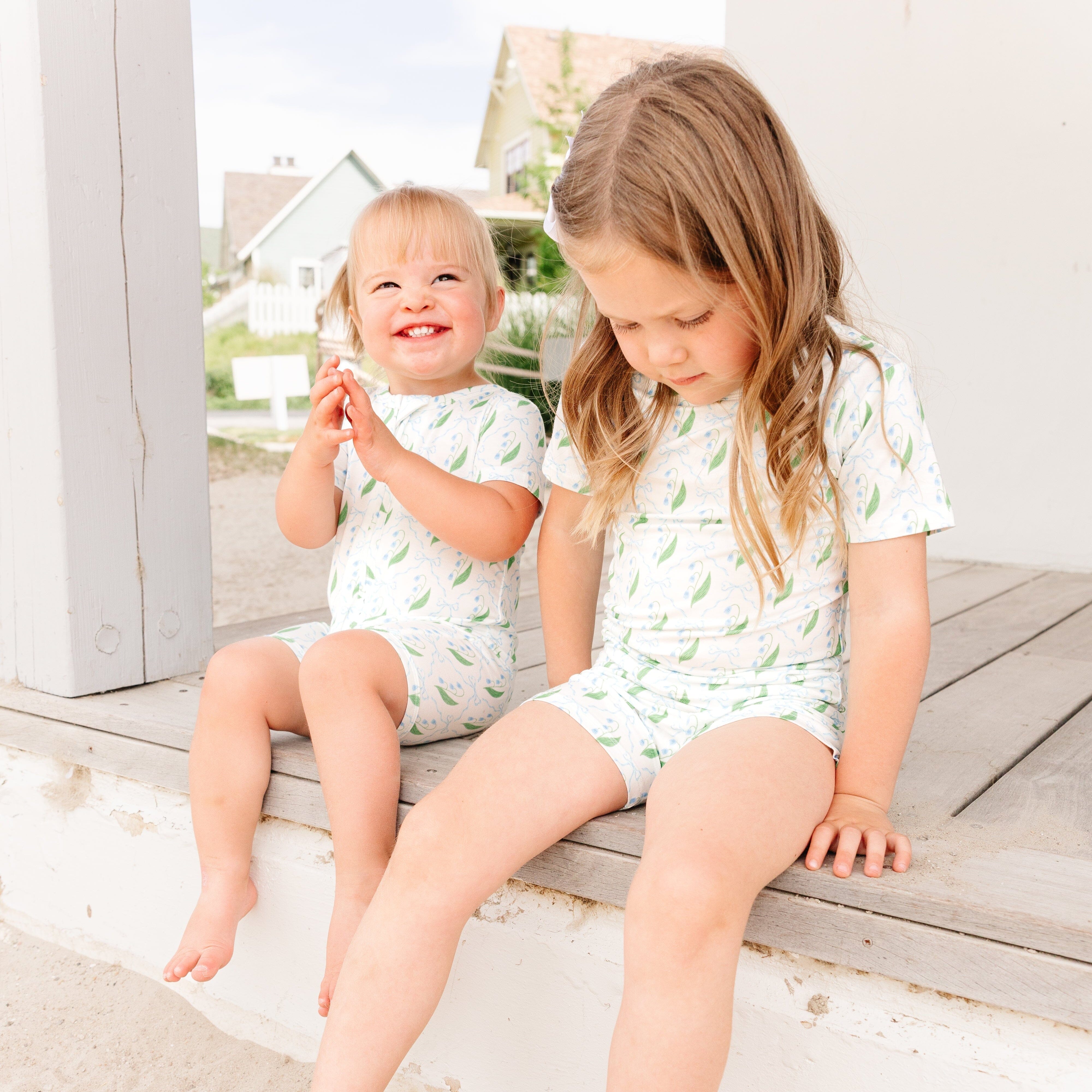Bluebell Bows Short Sleeve & Shorts Bamboo Toddler Pajama Set Motette 