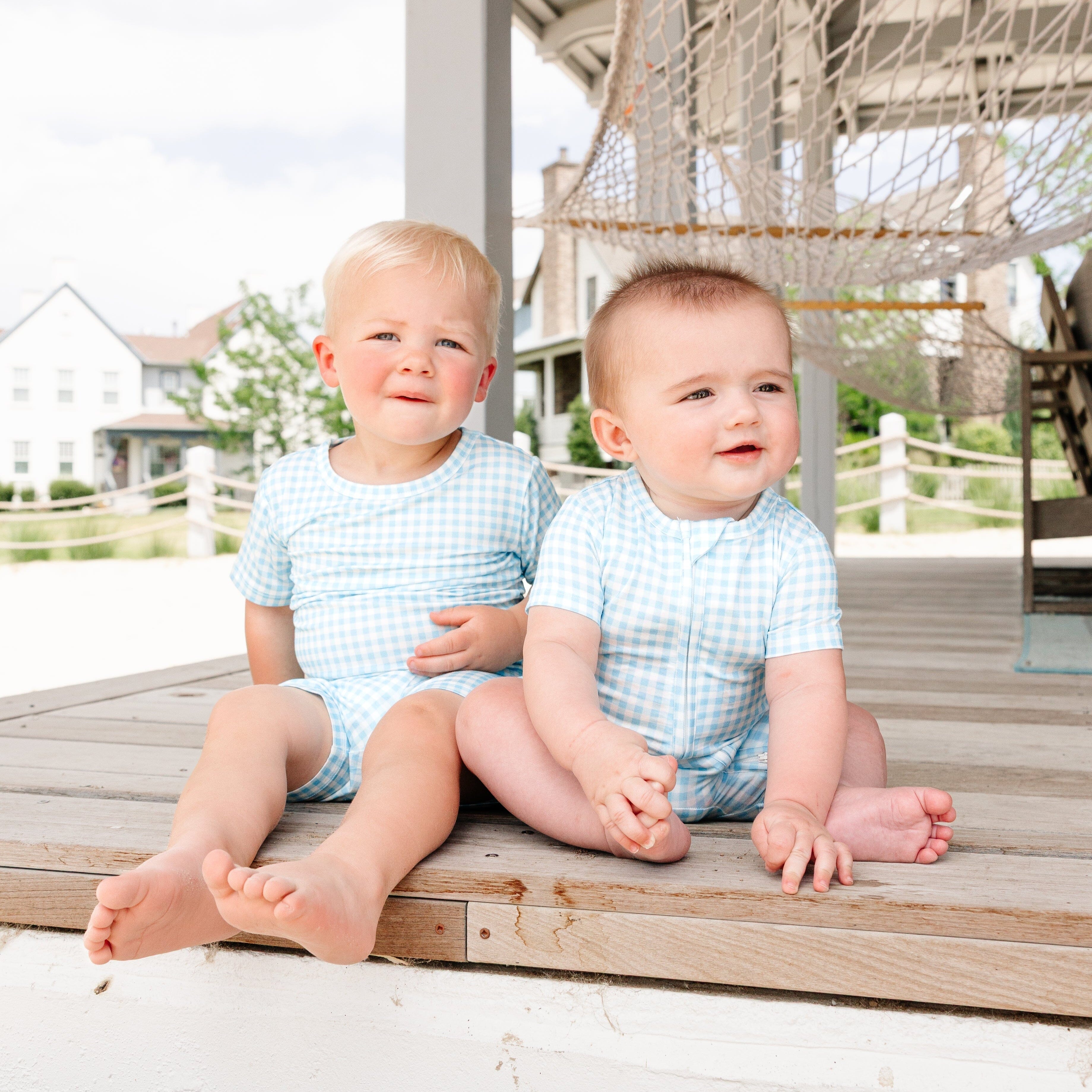 Harbor Gingham Short Sleeve & Shorts Bamboo Toddler Pajama Set Motette 