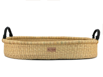 Natural Changing Basket Black Handle