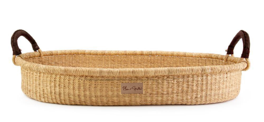 Natural Changing Basket Brown Handle