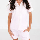 Ballet Stripe Short Sleeve & Shorts Bamboo Women's Pajama Set Motette 