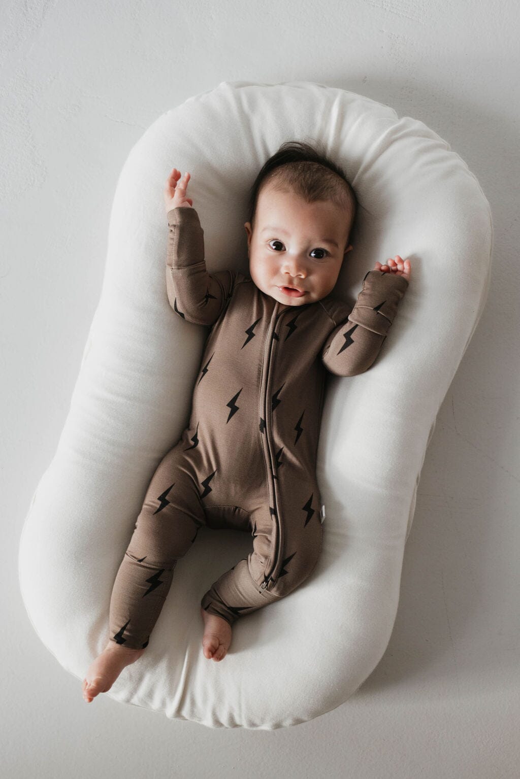 Bamboo Zip Pajamas | Brown & Black Lightning Bolt pajamas forever french baby 