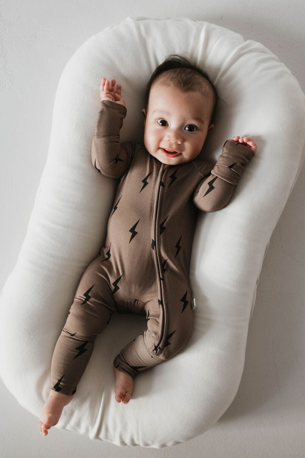 Bamboo Zip Pajamas | Brown & Black Lightning Bolt pajamas forever french baby 