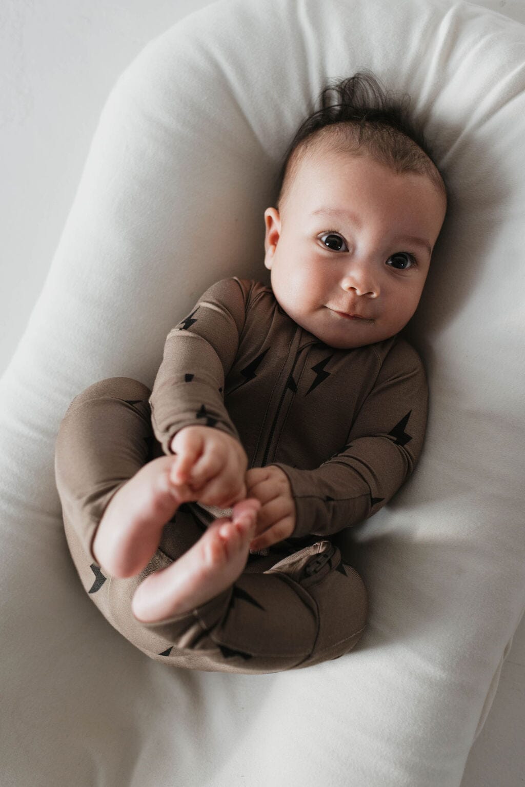 Bamboo Zip Pajamas | Brown & Black Lightning Bolt pajamas forever french baby 