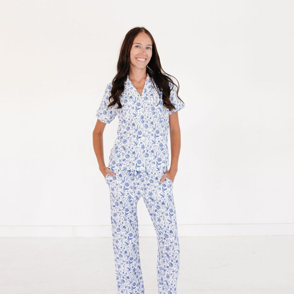 Porcelain Vine Short Sleeve & Pants Bamboo Women's Pajama Set Motette 