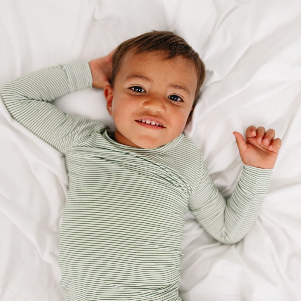 Evergreen Stripe Bamboo Kids Pajama Set Motette 